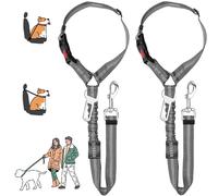 MOLHEM Paquete de 2 cinturones de seguridad para mascotas, arnés elástico de seguridad ajustable para automóviles, correa elástica acolchada antigolpes (gris)