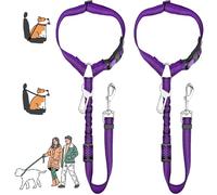 MOLHEM Paquete de 2 cinturones de seguridad para mascotas, arnés elástico de seguridad ajustable para automóviles, correa acolchada elástica antigolpes (morado)