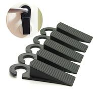 MOLHEM Paquete de 5 topes de puerta de goma para colgar, diseño de cuña resistente, protector de pared y amortiguación de sonido, ideal para suelos gruesos y tablones, color negro