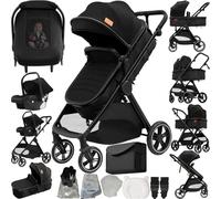 MoLi Carrito Bebe 3 en 1, Carro Bebe 3 Piezas Plegado Conveniente con Un Solo Clic, Carrito Bebes con Modo de Doble Empuje Reversible, Cochecito Bebes Tres Piezas Paisaje Alto (V10 Black)