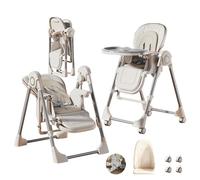MoLi Cuero PU Trona Bebe, Tronas con Función de Balanceo, Trona Bebe Bandeja Extraíble de Doble Capa, Regulable Tronas Plegable (X8121 White)
