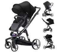MoLi Eléctrico Inteligente Carrito Bebe, Multifuncional Carro Bebe, Cochecito Bebes con Ruedas de PU, Carros Para Bebes con Cojín de Asiento Extraíble (WL8 Black)