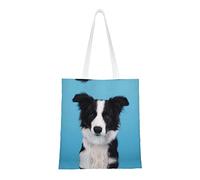 MOLIAE Bolsa de lona con estampado de coche y bicicleta para mujer, bolsas de tela reutilizables para compras, regalo, actividad, Collie de la Frontera, Talla única