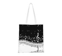 MOLIAE Bolsa de lona con impresión del sistema solar del espacio exterior para mujer, bolsas de tela reutilizables para compras, regalo, actividad, Nota musical negra y blanca, Talla única