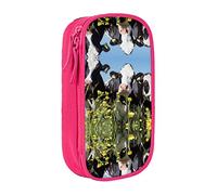 MOLIAE Estuche para lápices de alta capacidad con estampado de vacas blancas y negras, estuche organizador para hombres y mujeres, Pink, Talla única, moda
