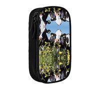 MOLIAE Estuche para lápices de alta capacidad con estampado de vacas blancas y negras, estuche organizador para hombres y mujeres, Black, Talla única, moda
