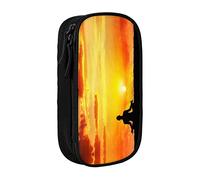 MOLIAE Estuche para lápices de alta capacidad con impresión de meditación de yoga, estuche organizador para hombres y mujeres, Black, Talla única, moda