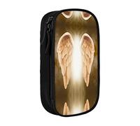 MOLIAE Estuche para lápices de alta capacidad impreso con alas de ángel, estuche organizador duradero, para hombres y mujeres, Black, Talla única, moda