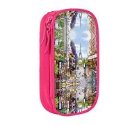 MOLIAE Estuche para lápices de alta capacidad impreso con la Torre Eiffel de París Street Scene Estuche organizador de estuches, para hombres y mujeres, Pink, Talla única, moda