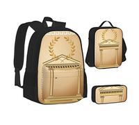 MOLIAE Mochila colorida con estampado de medusas, mochila de viaje, ligera y resistente al agua, con bolsa de almuerzo, estuche para lápices, Edificio antiguo con rama de olivo romano y griego, Talla única