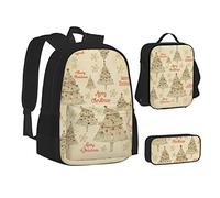 MOLIAE Mochila con estampado de brújula náutica, mochila de viaje, ligera, resistente al agua, con bolsa de almuerzo, estuche para lápices, Árbol de Navidad, Talla única