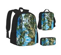 MOLIAE Mochila con estampado de brújula náutica, mochila de viaje, ligera, resistente al agua, con bolsa de almuerzo, estuche para lápices, Oso Koala, Talla única