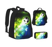 MOLIAE Mochila con estampado de tortuga marina, mochila de viaje, ligera, resistente al agua, con bolsa de almuerzo, estuche para lápices, Bola de fútbol fresca, Talla única