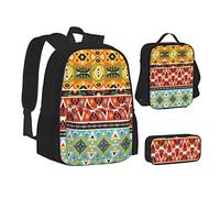 MOLIAE Mochila con estampado de tortugas marinas, mochila de viaje, bolsa ligera resistente al agua, con bolsa de almuerzo, estuche para lápices, Pluma bohemia, Talla única