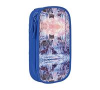 MOLIAE Wolves Family - Estuche para lápices de alta capacidad con estampado de familia de lobos, estuche organizador para hombres y mujeres, Blue, Talla única, moda