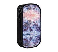 MOLIAE Wolves Family - Estuche para lápices de alta capacidad con estampado de familia de lobos, estuche organizador para hombres y mujeres