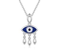 MOLICACI Collar de plata de ley con diamantes contra el mal de ojo para mujer, amuleto turco de diamante, joyería de protección para ella, cumpleaños, aniversario, Navidad, Día de la Madre, 18 + 2