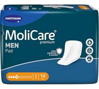 MoliCare 14 compresas para incontinencia discretas para hombre, 4 gotas, protección contra fugas de leve a moderada, antifugas, sensación de secado instantáneo, protección avanzada de la piel