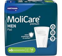 MoliCare 14 compresas para incontinencia masculina, para hombres, protección contra la incontinencia leve y seca al instante, protección avanzada de la piel, forma de bolsillo, para hombre, 2 unidades
