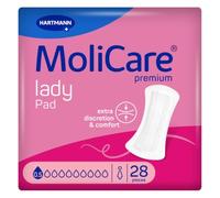 MoliCare lady Pad 0,5 gotas ultra discretas para mujeres sin fragancias, plantillas finas y flexibles para incontinencia ligera, neutralizante de olores, 28 unidades