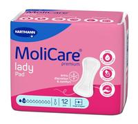 MoliCare lady Pad 1,5 gotas ultra discretas para mujeres sin fragancias, plantillas finas y flexibles para incontinencia ligera, neutralizan los olores, 12 unidades