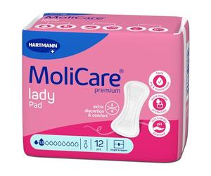 MoliCare lady Pad 1,5 gotas ultra discretas para mujeres sin fragancias, plantillas finas y flexibles para incontinencia ligera, neutralizan los olores, 12 unidades