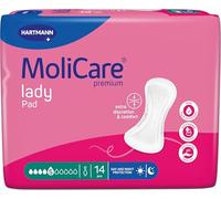 MoliCare lady Pad 5 gotas extra largas para mujeres con incontinencia moderada, protección nocturna, neutralizador de olores, protección avanzada de la piel, 14 unidades