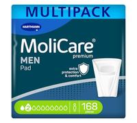MoliCare Men Pad 2 gotas Discretas para incontinencia para hombres, protección contra goteos y goteos, sensación de secado instantáneo, protección avanzada de la piel, diseño de bolsa, 168 piezas