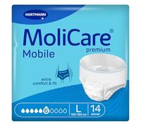 Molicare Mobile 6 Gotas Talla L, Ropa Interior Absorbente para Mujeres y Hombres con Incontinencia Moderada, Protección Contra Fugas, Respetuosa la Piel, Mejor Ajuste Corporal, 14 uds