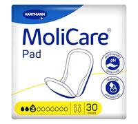 MoliCare Pad 3 gotas de incontinencia para adultos para mujeres y hombres con debilidad ligera de la vejiga, neutralizador de olores, protección contra fugas, protección de la piel, 30 piezas