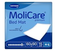 Molicare Premium Bed Mat 9 Gotas: Protector de Cama con núcleo Absorbente de Copos de celulosa, 60 x 90 cm, 15 Unidades