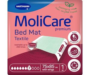 MoliCare Premium Bed Mat Textile 85x90 cm sin Alas | Protector textil reutilizable para cama con absorción fiable y comodidad.