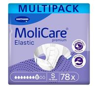 MoliCare Premium Elastic Unisex Desechable Slip: Uso discreto para mujeres y hombres con incontinencia; 8 gotas, talla S, 3 paquetes de 26 (78 piezas)