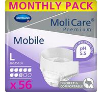 MoliCare Premium Mobile Desechable: Uso discreto para mujeres y hombres con incontinencia; 8 gotas, talla L, paquete de 56