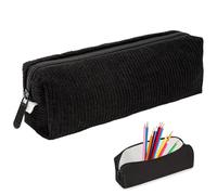 MOLIMOLI Estuche para lápices de Pana Negro, Estuche para lápices para Adultos y niñas, Pluma Penal Pequeño con Gran Capacidad para Escuela, Oficina, Material de Pana Duradero