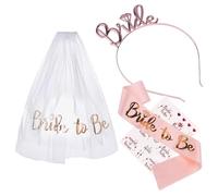 MOLIMOLI - Kit Accesorios EVJF Voile Mariée Blanc Bride To Be - Couronne Serre-tête Or Stickers pour célibataires - Déguisement Mariages Fiançailles