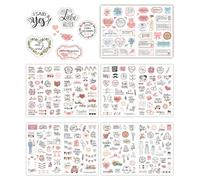 MOLIMOLI Pegatinas Libro de visitas la boda 5 hojas 266 piezas, álbum fotos Álbum recortes Diario viñetas Amor Decoración bodas Despedida soltera, Purpurina