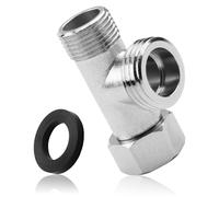 MOLIMOLI Válvula de 3 vías Conexión de Agua en T de 3 vías 3/8" y 1/2" Pulgadas, Adaptador en T de latón para válvula de ángulo, Tanque de Inodoro, Lavadora, Grifo de Ducha