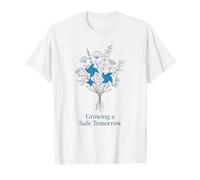 Molinillo Azul creciendo un mañana Seguro Conciencia sobre el abuso Infantil Camiseta