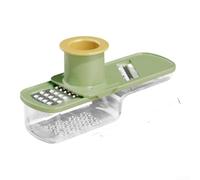 Molinillo de ajo 3 en 1 y mini cortador de verduras cuchillas de acero inoxidable para rebanar, triturar, moler, caja de almacenamiento transparente para uso en cocina, 2 x 4 x 6.1 pulgadas (verde)