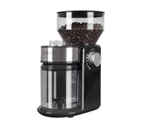 CASO Barista Crema - Molinillo de café eléctrico con muelas planas, 150W, capacidad de 190g (de 1 a 12 tazas) y recipiente colector extraíble para hasta 140g, 48 niveles de molienda, acero inoxidable
