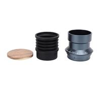 Molinillo de café con tolva de dosis única, tolva de granos de dosis única de aleación de aluminio con tapa de madera de nogal y soplador de fuelle de silicona para una limpieza