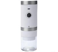 Molinillo de café eléctrico portátil recargable por USB, ajustable, de acero inoxidable grueso a fino, operación de un solo toque para expreso, prensa francesa, uso de viaje (blanco)
