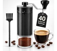 Molinillo de cafe manual: 40 Ajustes & Molinillo cafe muelas | Molino de cafe de Aluminio y Vidrio, ideal para Espresso. Tu coffee grinder y molino cafe perfecto para viaje.