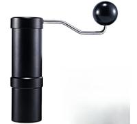 Molinillo de café manual con manivela de aluminio, mecanismo ajustable de acero inoxidable SUS420 para café expreso hasta para prensa francesa, diseño compacto para viajes y hogar, negro (negro)