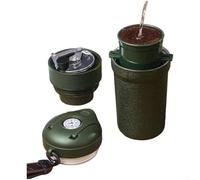 Molinillo de café manual de acero inoxidable con taza integrada, rebaba ajustable para varios métodos de preparación de café, manivela suave y sistema de rodamiento para un uso fácil (verde)