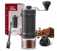 Molinillo de Café Manual Grosor Ajustable, Molinillo Cafe Manual con Conmango Plegable y Inoxidable Mecanismo Cónico, Coffee Grinder Portátil con Tarros de Cristal para Espresso y Prensa Francesa