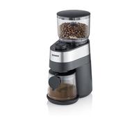 SEVERIN molinillo de café eléctrico de disco que conserva el aroma, dosis ajustable, ajuste del grado de molienda en 30 pasos, recipiente para café extraíble, 140 W, acero inoxidable, KM 3880