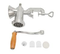 Molinillo de carne manual, aleación de aluminio máquina de molienda de carne de carne doméstica con mango de madera, para uso en el hogar, salchicha de carne de res molida de