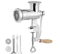 Molinillo de carne manual VEVOR, todas las piezas de acero inoxidable, máquina para carne con abrazadera de mesa, 2 placas de molienda y rellenadora de salchichas, ideal para la cocina del hogar y o